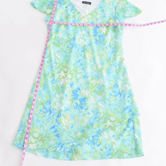 Vintage Soft Works Green and Blue  Floral Sun Dress Size 14 - Picture 5 of 13